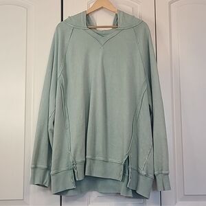 AE Huge Oversized Notch Neck Hoodie Sweatshirt Aqua Green Size XXL Super Cozy!!